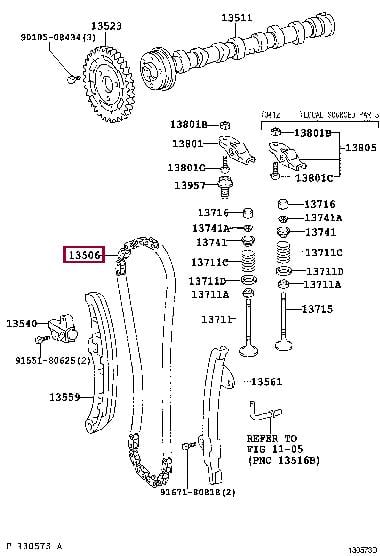 Toyota 13506-0N010 Timing chain 135060N010: Buy near me in Poland at 2407.PL - Good price!