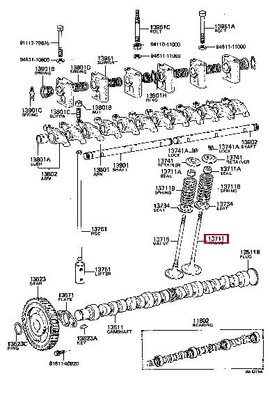 Toyota 13711-60020 Клапан впускной 1371160020: Отличная цена - Купить в Польше на 2407.PL!