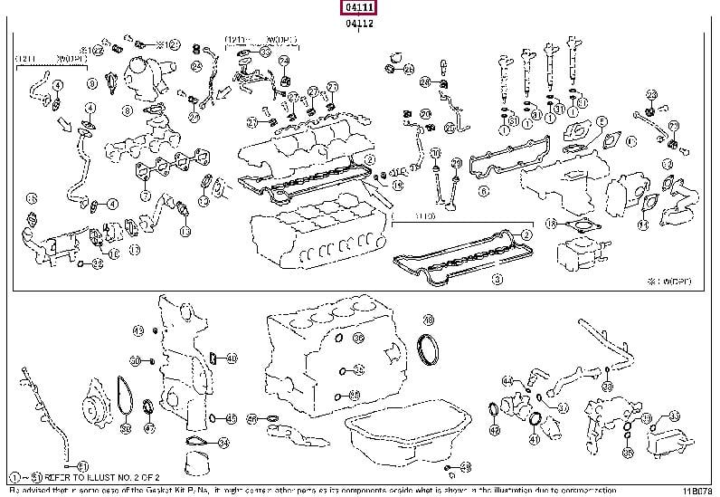 Toyota 04111-0R190 Full Gasket Set, engine 041110R190: Buy near me in Poland at 2407.PL - Good price!