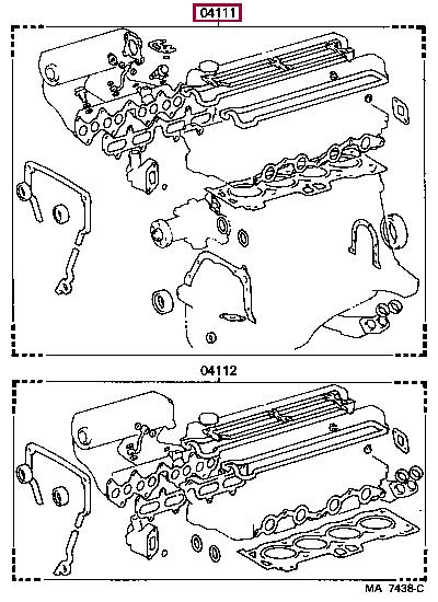 Toyota 04111-16076 Full Gasket Set, engine 0411116076: Buy near me in Poland at 2407.PL - Good price!