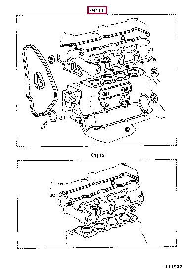 Toyota 04111-54042 Kompletny zestaw uszczelek, silnik 0411154042: Dobra cena w Polsce na 2407.PL - Kup Teraz!