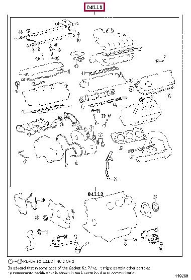 Toyota 04111-62130 Full Gasket Set, engine 0411162130: Buy near me in Poland at 2407.PL - Good price!