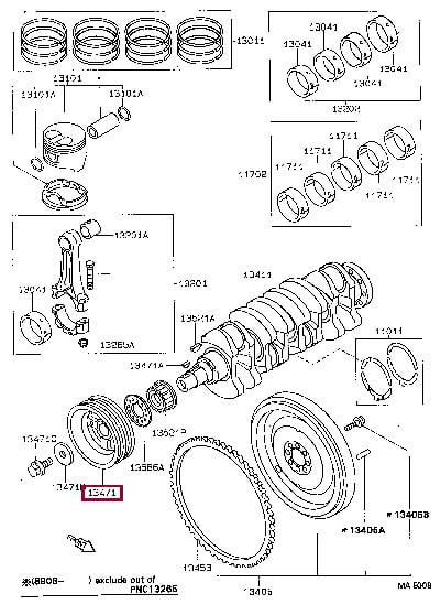 Toyota 13408-64060 Pulley crankshaft 1340864060: Buy near me in Poland at 2407.PL - Good price!