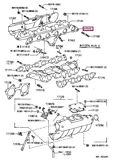 Toyota 17173-43040 Exhaust manifold dichtung 1717343040: Buy near me in Poland at 2407.PL - Good price!