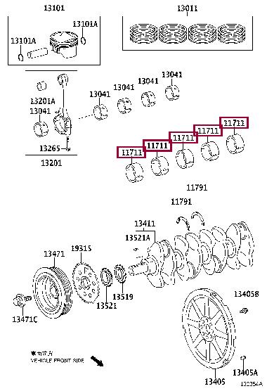 Toyota 11701-37050-04 ВКЛАДЫШ КОМПЛЕКТ 117013705004: Отличная цена - Купить в Польше на 2407.PL!