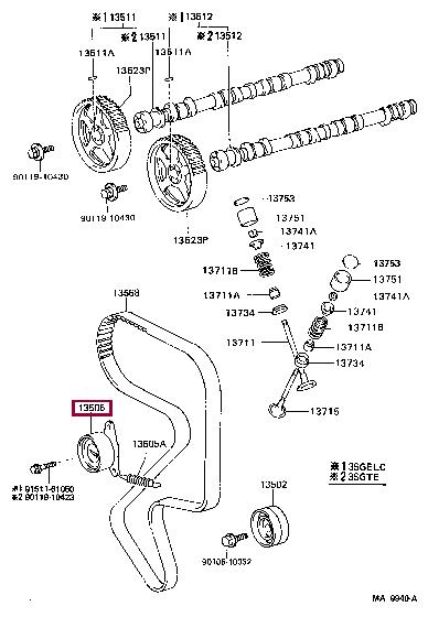 Toyota 13505-74030 Ролик ременя ГРМ 1350574030: Приваблива ціна - Купити у Польщі на 2407.PL!