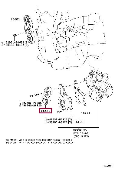 Toyota 1662036030 V-ribbed belt tensioner (drive) roller 1662036030: Buy near me in Poland at 2407.PL - Good price!