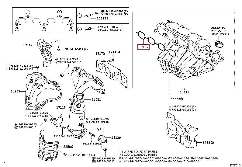 Toyota 17177-0H010 Gasket, intake manifold 171770H010: Buy near me in Poland at 2407.PL - Good price!
