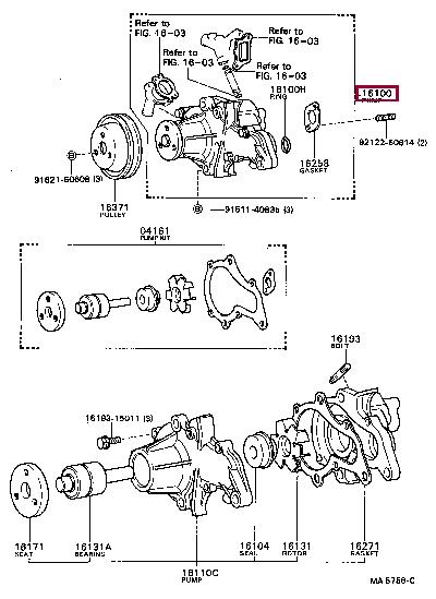 Toyota 16100-19085 Помпа водяная 1610019085: Купить в Польше - Отличная цена на 2407.PL!