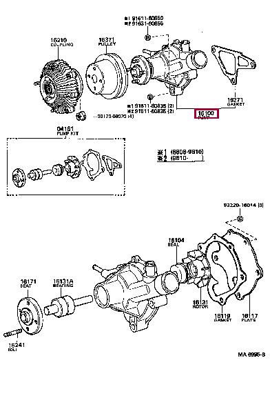 Toyota 16100-19166 Water pump 1610019166: Buy near me at 2407.PL in Poland at an Affordable price!