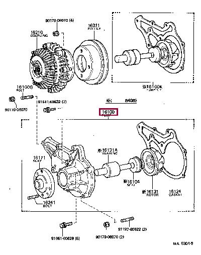 Toyota 16100-39345 Water pump 1610039345: Buy near me in Poland at 2407.PL - Good price!