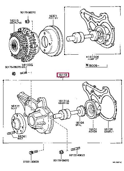 Toyota 16110-39035 Water pump 1611039035: Buy near me in Poland at 2407.PL - Good price!