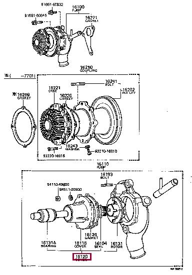 Toyota 16120-34110 Water pump 1612034110: Buy near me in Poland at 2407.PL - Good price!