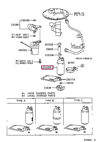 Toyota 23221-0W010 Fuel pump 232210W010: Buy near me in Poland at 2407.PL - Good price!