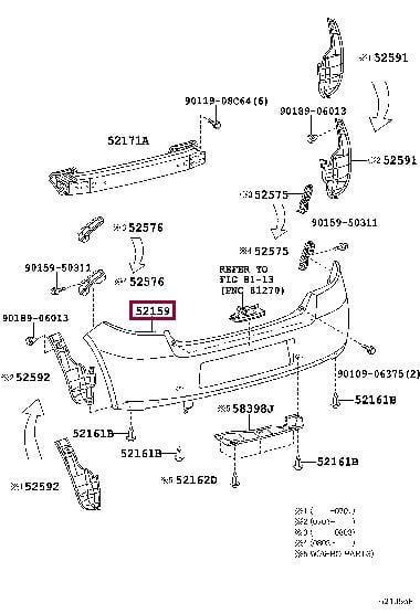Toyota 52159-52922 Bumper rear 5215952922: Buy near me at 2407.PL in Poland at an Affordable price!