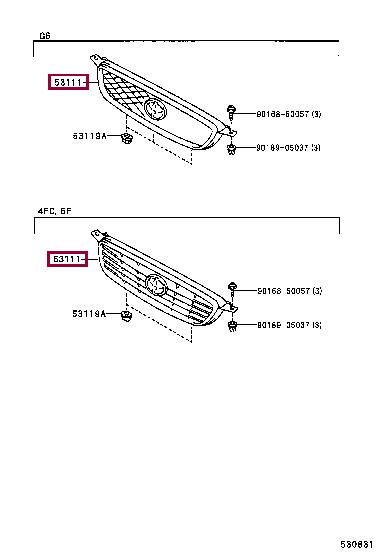 Toyota 53111-02090 Grille radiator 5311102090: Buy near me at 2407.PL in Poland at an Affordable price!