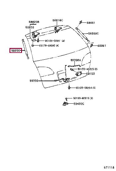 Toyota 68960-05050 Gasfeder 6896005050: Kaufen Sie zu einem guten Preis in Polen bei 2407.PL!