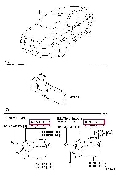 Toyota 87901-02160 Lusterko zewnętrzne wsteczne 8790102160: Atrakcyjna cena w Polsce na 2407.PL - Zamów teraz!