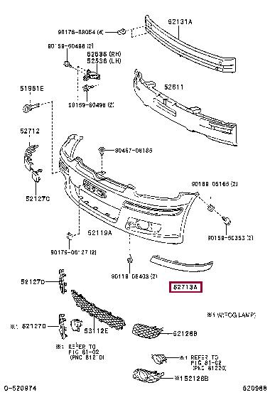 Toyota 52713-0D010 Front bumper trim 527130D010: Buy near me at 2407.PL in Poland at an Affordable price!