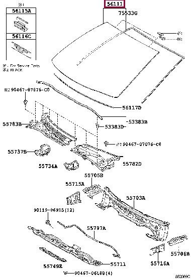 Toyota 56101-02590 GLASS SUB-ASSY, WIND 5610102590: Buy near me in Poland at 2407.PL - Good price!