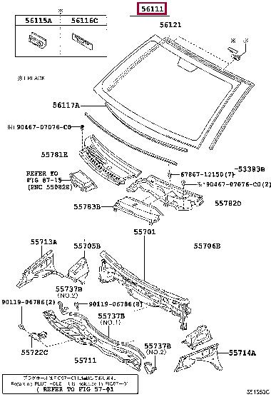 Toyota 56101-0D180 Glass, windshield 561010D180: Отличная цена - Купить в Польше на 2407.PL!