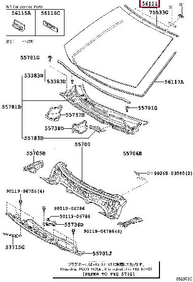 Toyota 56101-76311 WINDSCHUTZSCHEIBE 5610176311: Buy near me in Poland at 2407.PL - Good price!