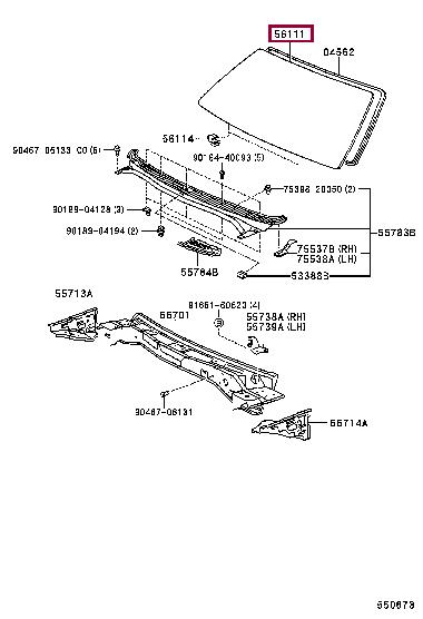 Toyota 56111-1A650 Glass, windshield 561111A650: Отличная цена - Купить в Польше на 2407.PL!