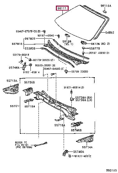 Toyota 561112B530 Glass, windshield 561112B530: Отличная цена - Купить в Польше на 2407.PL!