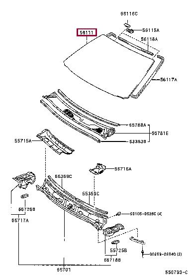 Toyota 56111-48290 Glass, windshield 5611148290: Отличная цена - Купить в Польше на 2407.PL!