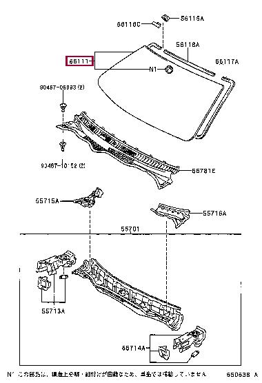 Toyota 56111-53010 WINDSCHUTZSCHEIBE 5611153010: Buy near me in Poland at 2407.PL - Good price!