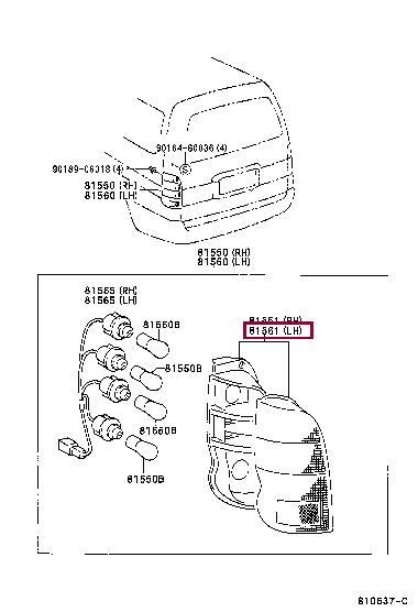 Toyota 81561-26130 Ліхтар задній лівий 8156126130: Приваблива ціна - Купити у Польщі на 2407.PL!