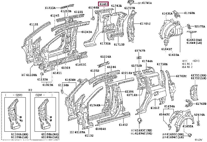 Toyota 61601-52020 PANEL SUB-ASSY, 6160152020: Buy near me in Poland at 2407.PL - Good price!