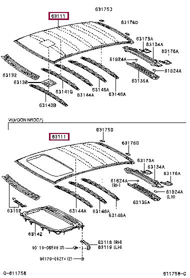 Toyota 63111-05280 Roof panel 6311105280: Buy near me at 2407.PL in Poland at an Affordable price!