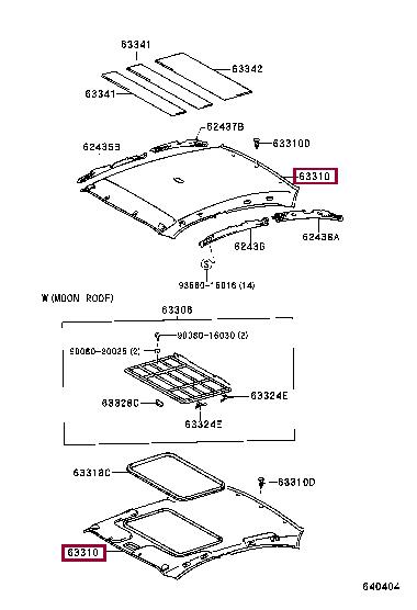 Toyota 63310-05310-B0 Roof lining 6331005310B0: Buy near me in Poland at 2407.PL - Good price!