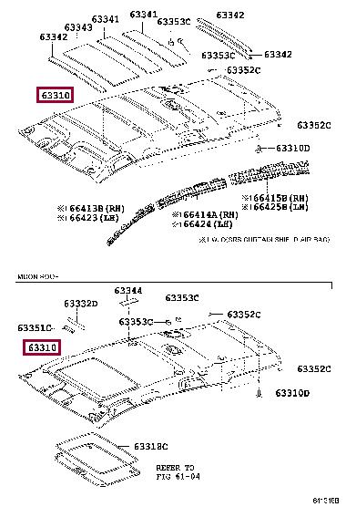 Toyota 63310-0F030-B0 Roof lining 633100F030B0: Buy near me in Poland at 2407.PL - Good price!
