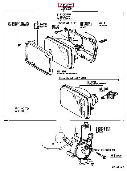 Toyota 81150-80131 Headlamp 8115080131: Buy near me in Poland at 2407.PL - Good price!