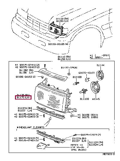 Toyota 81170-60293 Headlamp 8117060293: Buy near me in Poland at 2407.PL - Good price!