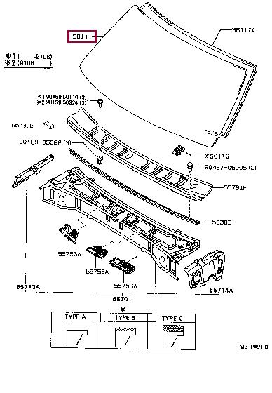 Toyota 56111-89147 Windsch-scheibe 5611189147: Kaufen Sie zu einem guten Preis in Polen bei 2407.PL!