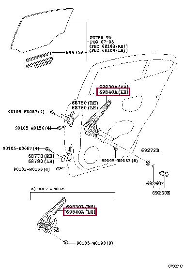 Toyota 69840-05130 Склопідіймач 6984005130: Приваблива ціна - Купити у Польщі на 2407.PL!