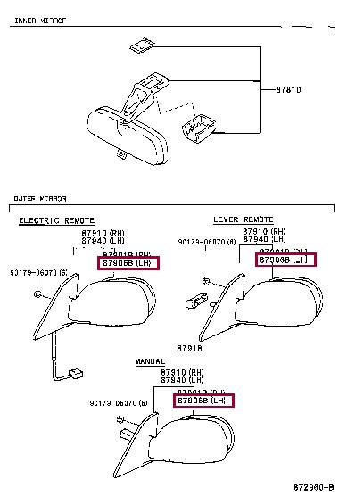 Toyota 87909-02181 Mirror sub-assy, outer rear view, lh 8790902181: Dobra cena w Polsce na 2407.PL - Kup Teraz!