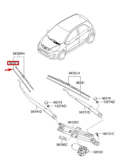 Hyundai/Kia 98361 1Y000 Wiper Blade Rubber 983611Y000: Buy near me in Poland at 2407.PL - Good price!