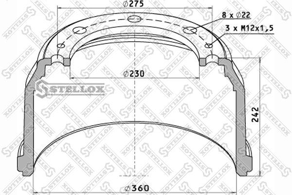 Stellox 85-00070-SX Барабан гальмівний задній 8500070SX: Приваблива ціна - Купити у Польщі на 2407.PL!