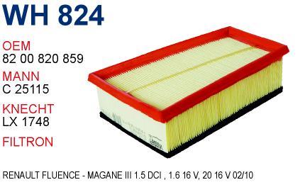 Wunder WH824 Air filter WH824: Buy near me in Poland at 2407.PL - Good price!