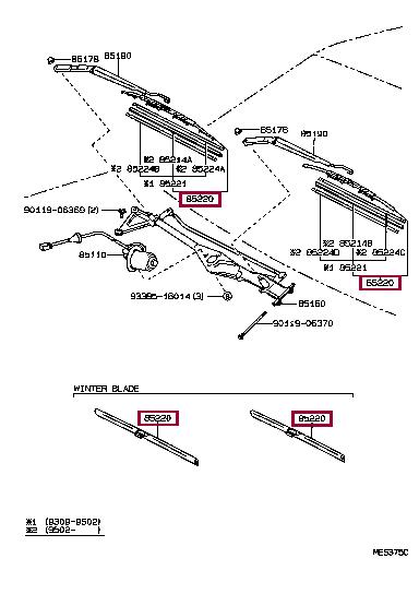 

pióro wycieraczki 8521230280 Toyota