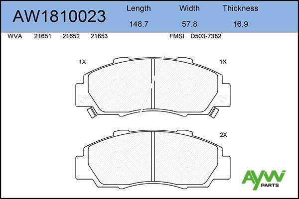 Aywiparts AW1810023 Brake Pad Set, disc brake AW1810023: Buy near me in Poland at 2407.PL - Good price!