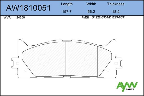 Aywiparts AW1810051 Brake Pad Set, disc brake AW1810051: Buy near me at 2407.PL in Poland at an Affordable price!