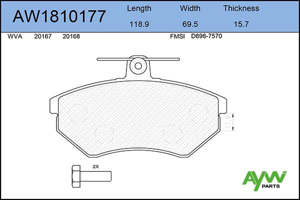 Aywiparts AW1810177 Klocki hamulcowe, zestaw AW1810177: Dobra cena w Polsce na 2407.PL - Kup Teraz!