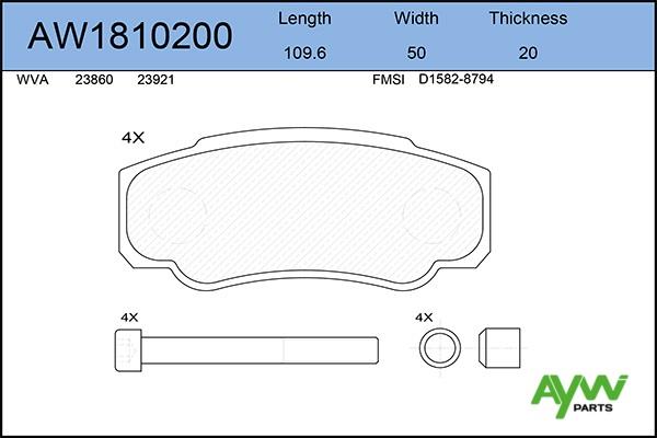 Aywiparts AW1810200 Brake Pad Set, disc brake AW1810200: Buy near me in Poland at 2407.PL - Good price!