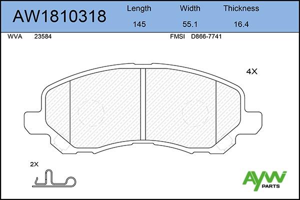 Aywiparts AW1810318 Brake Pad Set, disc brake AW1810318: Buy near me at 2407.PL in Poland at an Affordable price!