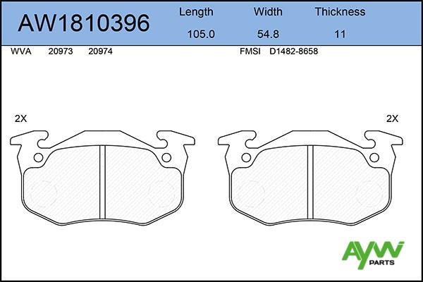 Aywiparts AW1810396 Brake Pad Set, disc brake AW1810396: Buy near me in Poland at 2407.PL - Good price!
